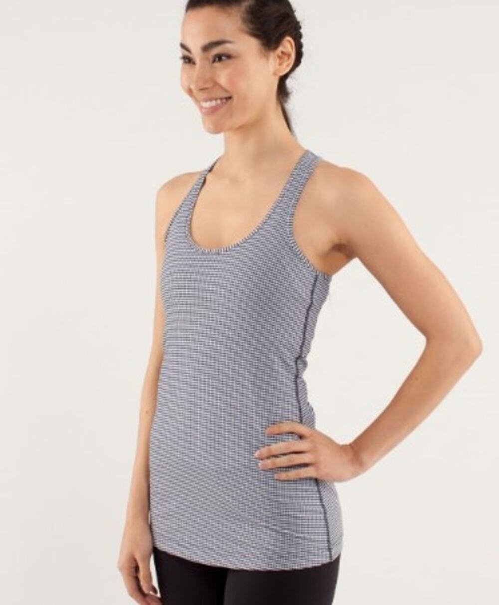 Lululemon Cool Racerback Gingham Inkwell Size 6 Gray Running Walking